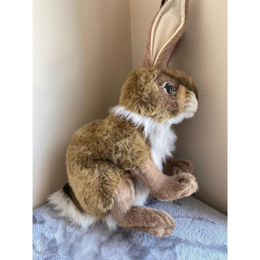 Hansa Jack Rabbit Realistic Bunny Plush Toy Stuffed Animal 17" Toy Vtg Easter 16